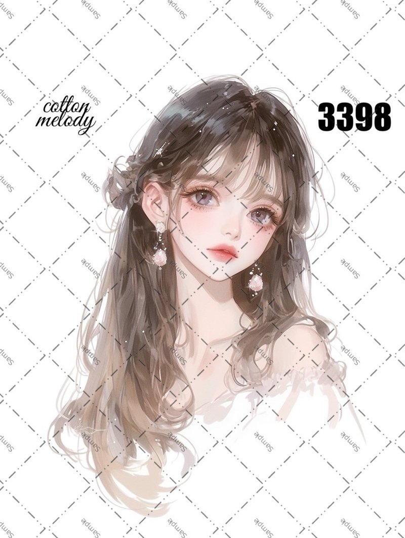 original sticker no.3398 人物ステッカー オリジナルステッカー オリジナル人物ステッカー 装飾ステッカー cotton melody - 貼紙 - 紙 