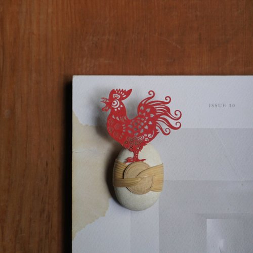 mark taiwan 文創紀念品 麥麥大節慶-金雞報喜 紙雕書籤 | 文化節慶 開運祈福 文具送禮