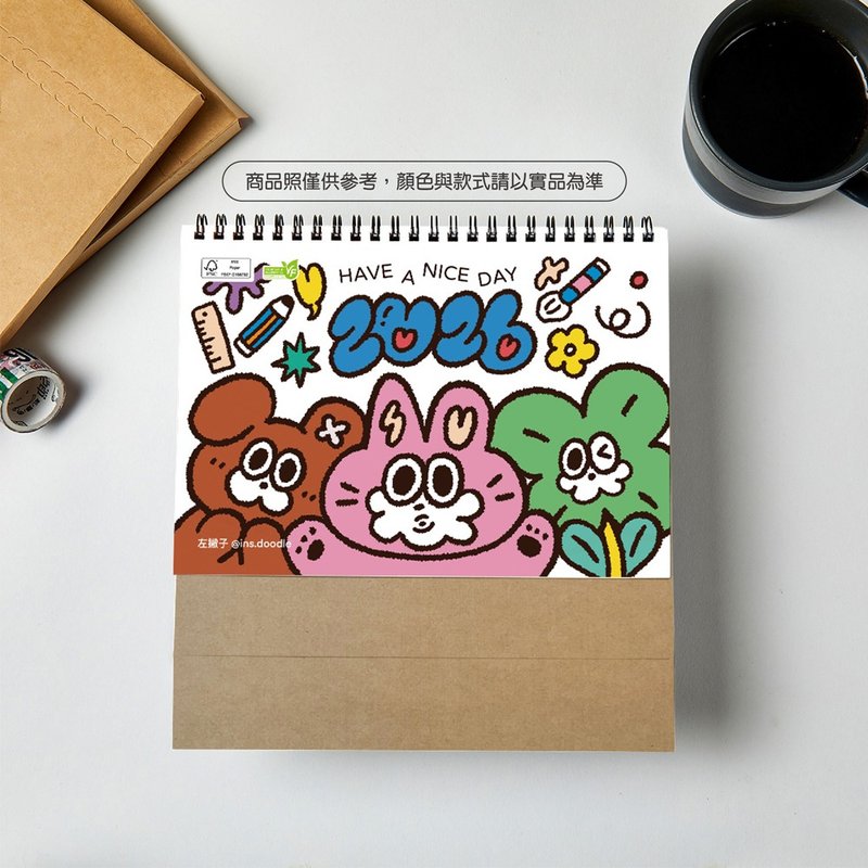 最新2026年【左撇子】三角卓上カレンダー |台湾製|企業贈答品|卓上カレンダー|イラスト - カレンダー - 紙 多色