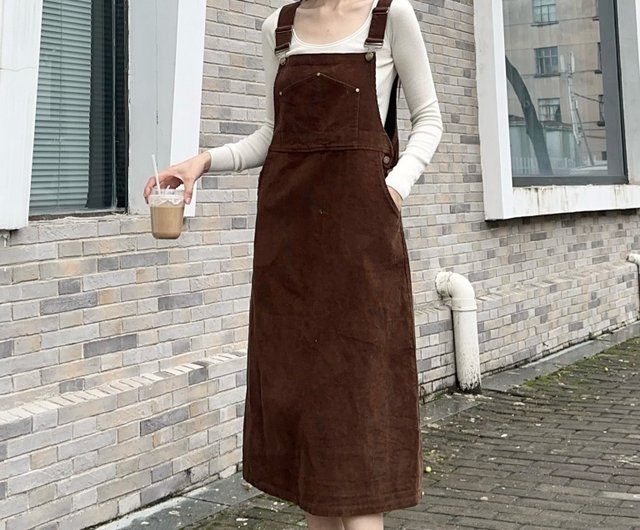 Corduroy versatile adjustable overalls skirt Shop ElysianArt One Piece Dresses Pinkoi