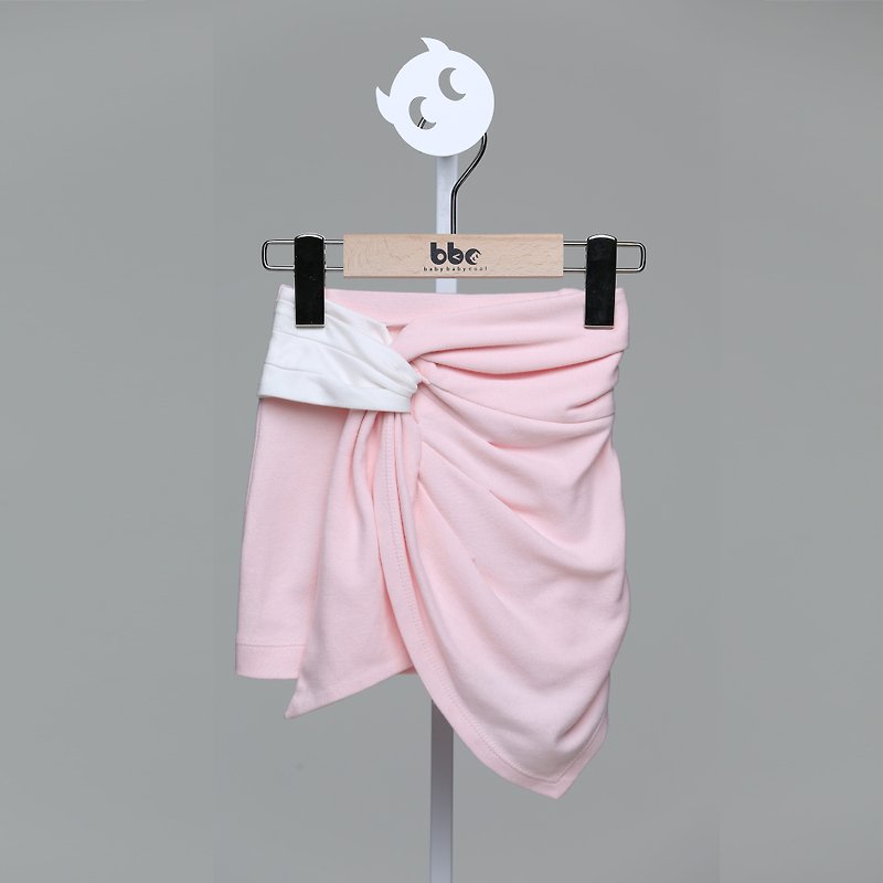 時尚抓摺短裙(粉/灰) - 其他 - 棉．麻 粉紅色