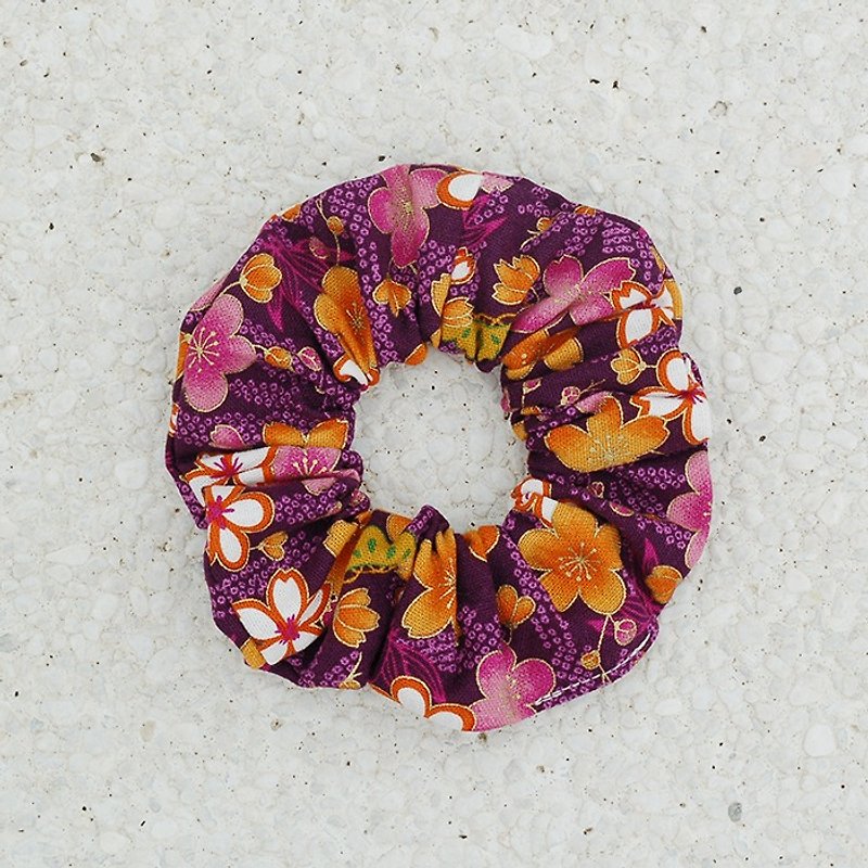 Colorful flower development bundle _ purple / large intestine ring donut hair ring - Hair Accessories - Cotton & Hemp Purple