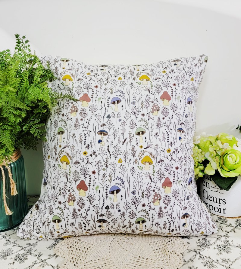 北歐獨特彩色可愛小蘑菇花花圖案抱枕靠枕靠墊枕套 - 枕頭/抱枕 - 棉．麻 