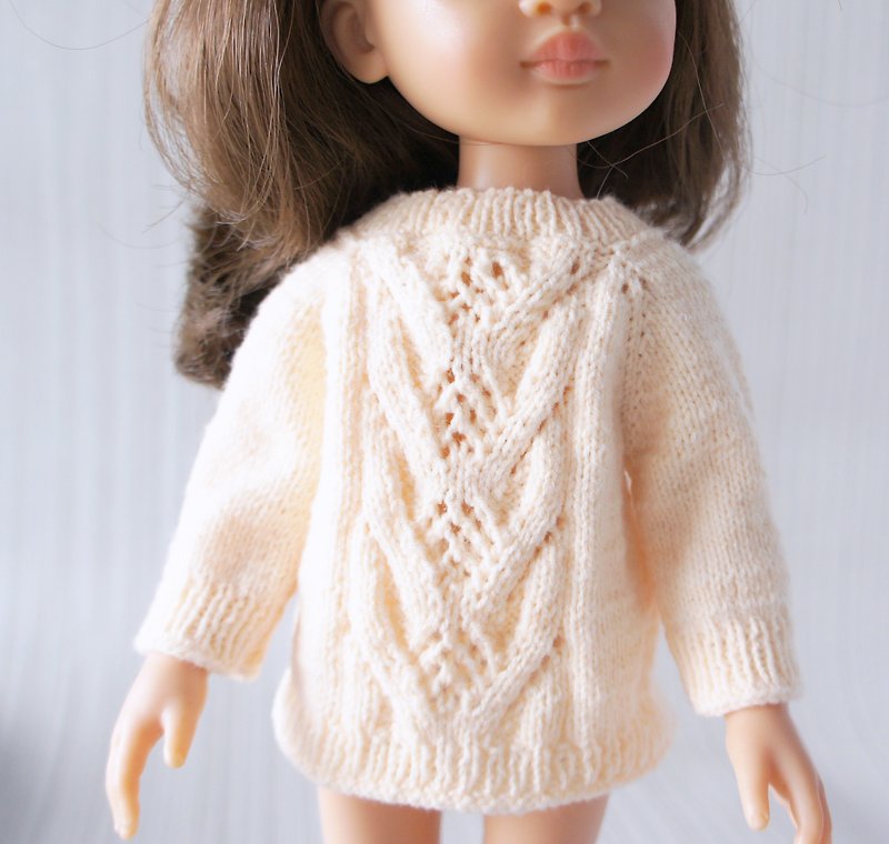 Soft pullover for 13 inches doll, Paola Reina doll knitted clothes, Doll fashion - Stuffed Dolls & Figurines - Cotton & Hemp Yellow