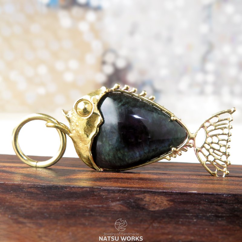 ベルベット オブシディアン フィッシュ チャーム / Velvet Obsidian Fish charms - 吊飾/掛飾 - 寶石 多色