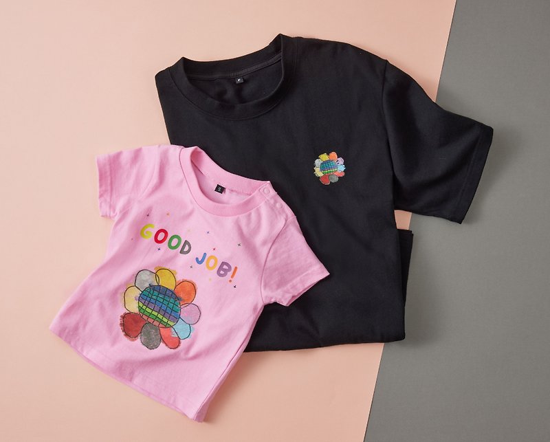 Colorful Flower Adult T-Shirt (Black) - Women's T-Shirts - Cotton & Hemp Black