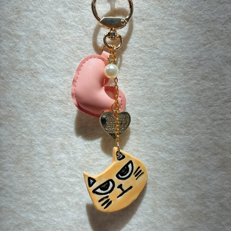 Cat pendant│Yoshino Eagle x keychain handmade cat ceramic gift - Keychains - Pottery 