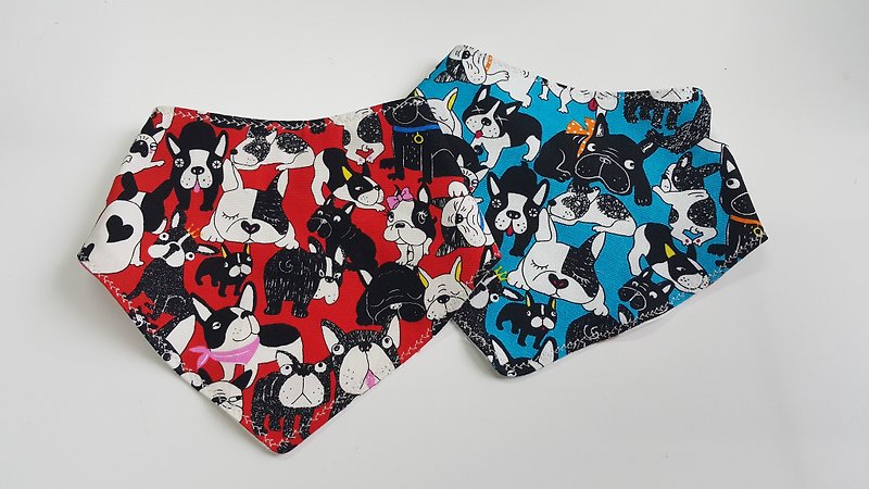 Bulldog baby-sided triangle scarf / bibs [DM170306] - Bibs - Cotton & Hemp Multicolor