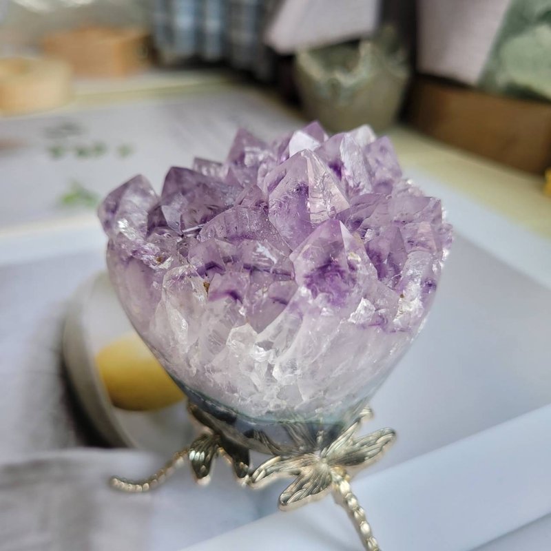 巴西紫水晶捧花/招財貴人智慧風水(7-6)附底座 - 擺飾/家飾品 - 水晶 