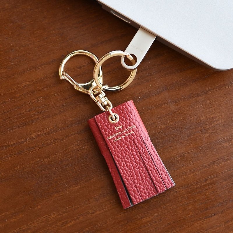 PLEPIC Beautiful Holiday Tassel Keyring Luggage Tag - Venice Red, PPC93921 - ที่ห้อยกุญแจ - หนังเทียม สีแดง