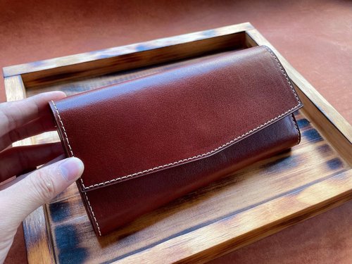 VULCAN LEATHER 精品手工皮件 【VULCAN 信封拉鍊長夾】義大利植鞣牛革 可自選配色 可壓印燙金