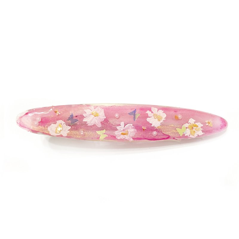 Japanese resin  Watercolor blooming small flower hairpin pink - Hair Accessories - Resin Pink