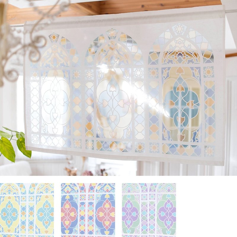 【Reservation】India-made transparent stained glass wind short curtain - ม่านและป้ายประตู - ผ้าฝ้าย/ผ้าลินิน สีใส