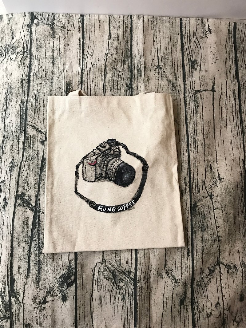 Hand-painted design man canvas canvas side shoulder bag - กระเป๋าแมสเซนเจอร์ - ผ้าฝ้าย/ผ้าลินิน 