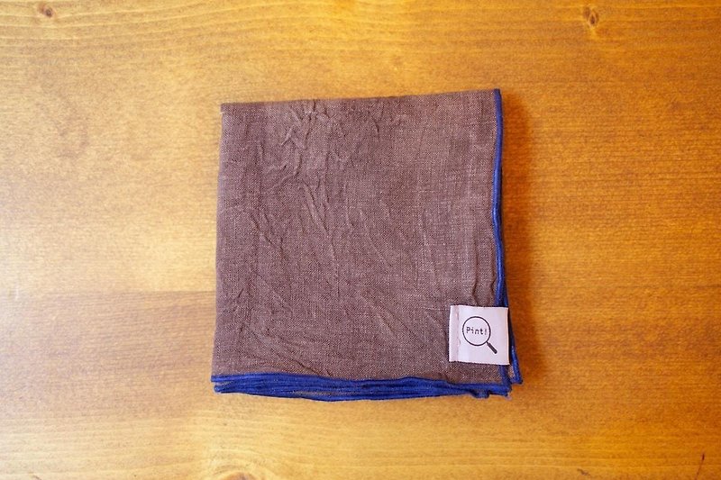 Organic linen handkerchief Murasaki Ao plant dyeing (Akane + indigo) - เสื้อยืดผู้ชาย - ผ้าฝ้าย/ผ้าลินิน สีม่วง