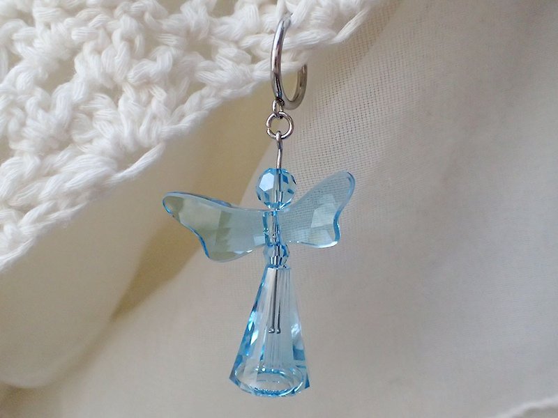Happy aqua angel, One Stainless Steel earring with SWAROVSKI ELEMENTS