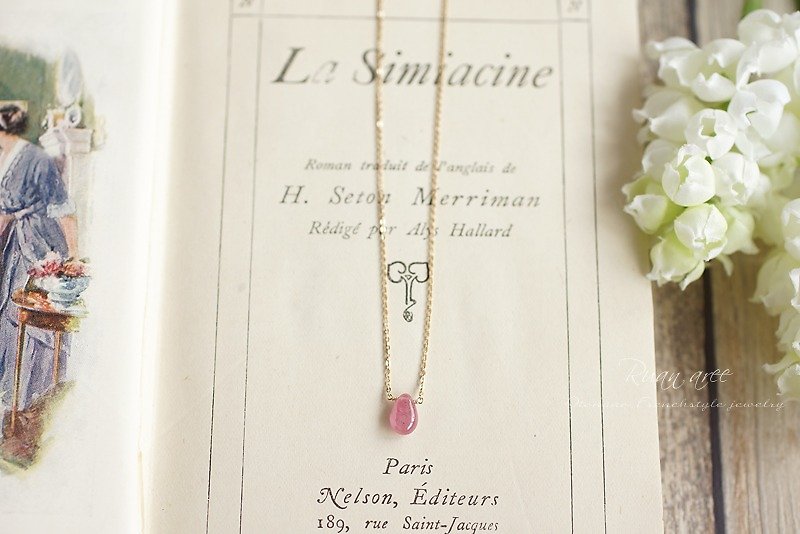 14kgf- gantry of necklace - Necklaces - Gemstone Pink