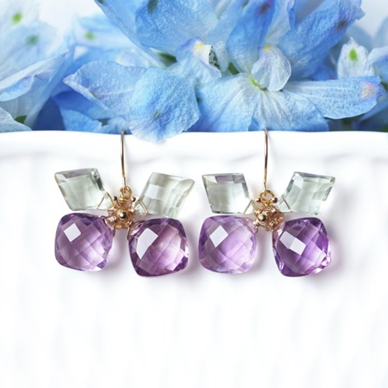 14KGF 2 types of amethyst butterfly earrings Psyche - Earrings & Clip-ons - Gemstone Multicolor