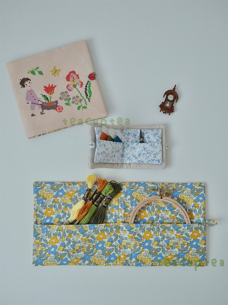 手工刺繡針線包/收納包 2款可選 - 編織/刺繡/羊毛氈/縫紉 - 其他材質 多色
