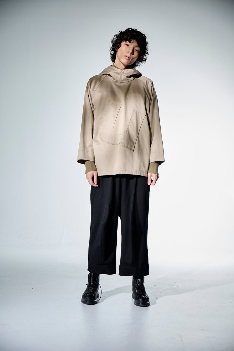 斜斜u連帽上衣 - 帽T/大學T - 其他材質 