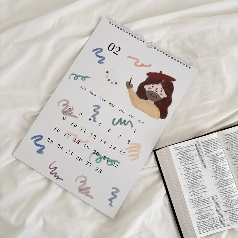 JIN CHA GOD-Wall Calendar Super Cute Jesus Illustration 2025 Wall Calendar/Cultural and Creative/Christ/Happiness Group - ปฏิทิน - กระดาษ 