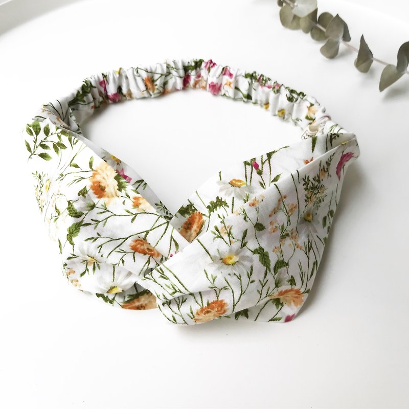 Small fresh flower cross hair band - Headbands - Cotton & Hemp Multicolor