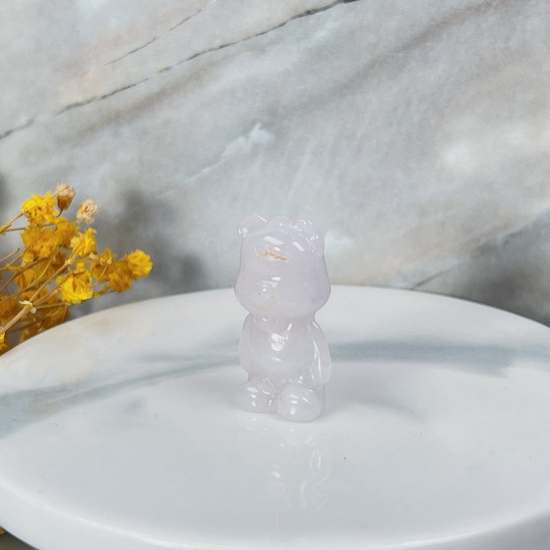 【熊熊玉見你】冰糯翡翠可愛小熊吊飾 | 天然緬甸玉翡翠A貨|送禮 - 其他 - 玉石 白色