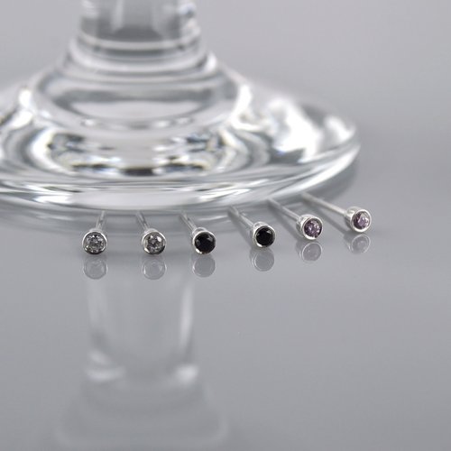 GreenRock Jewelry 2mm CZ鑽石耳環(一對) 925純銀