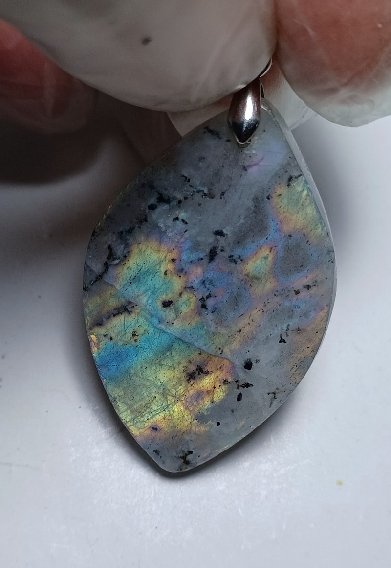 Labradorite pendant (diamond) - สร้อยคอ - เครื่องประดับพลอย 