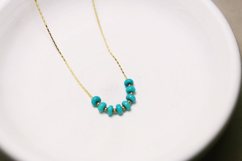 // VÉNUS 绿松石 decorated turquoise bead short necklace changed // vn019 - Necklaces - Stone Blue