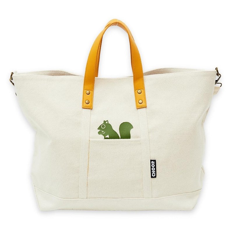 CHOOP Little Squirrel Japanese Waterproof Large Tote Bag - Beige - Handbags & Totes - Cotton & Hemp 