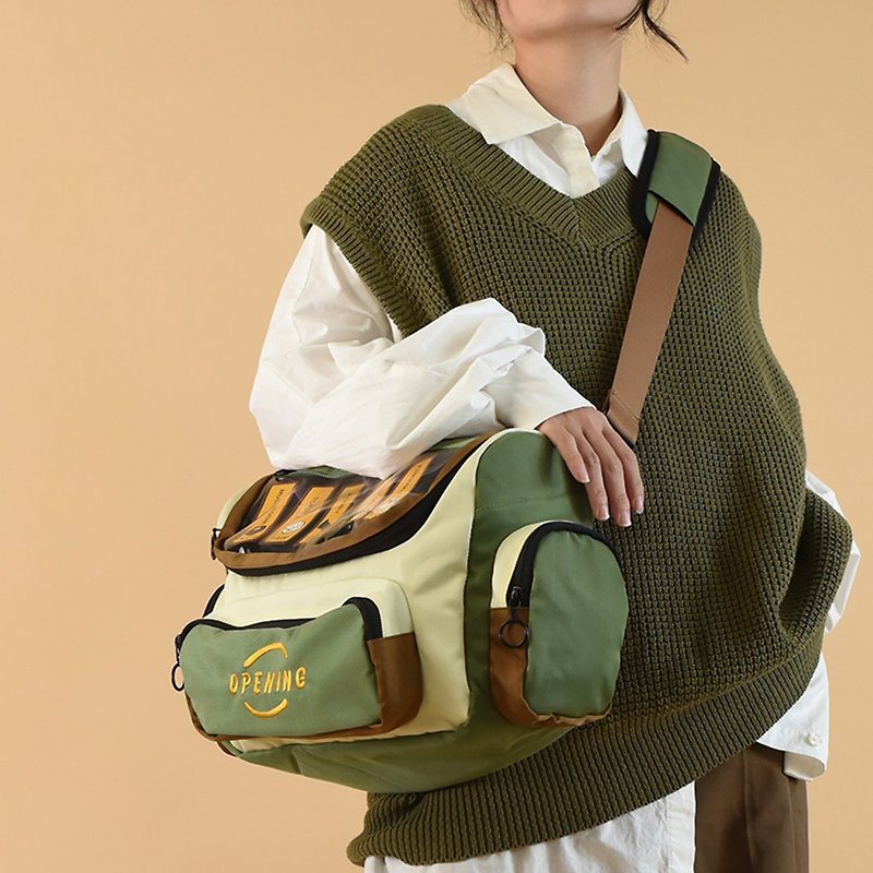 NULL BAG原創設計斜背包包雙肩包關東煮系列多用斜背尼龍背包 - 側背包/斜孭袋 - 尼龍 綠色