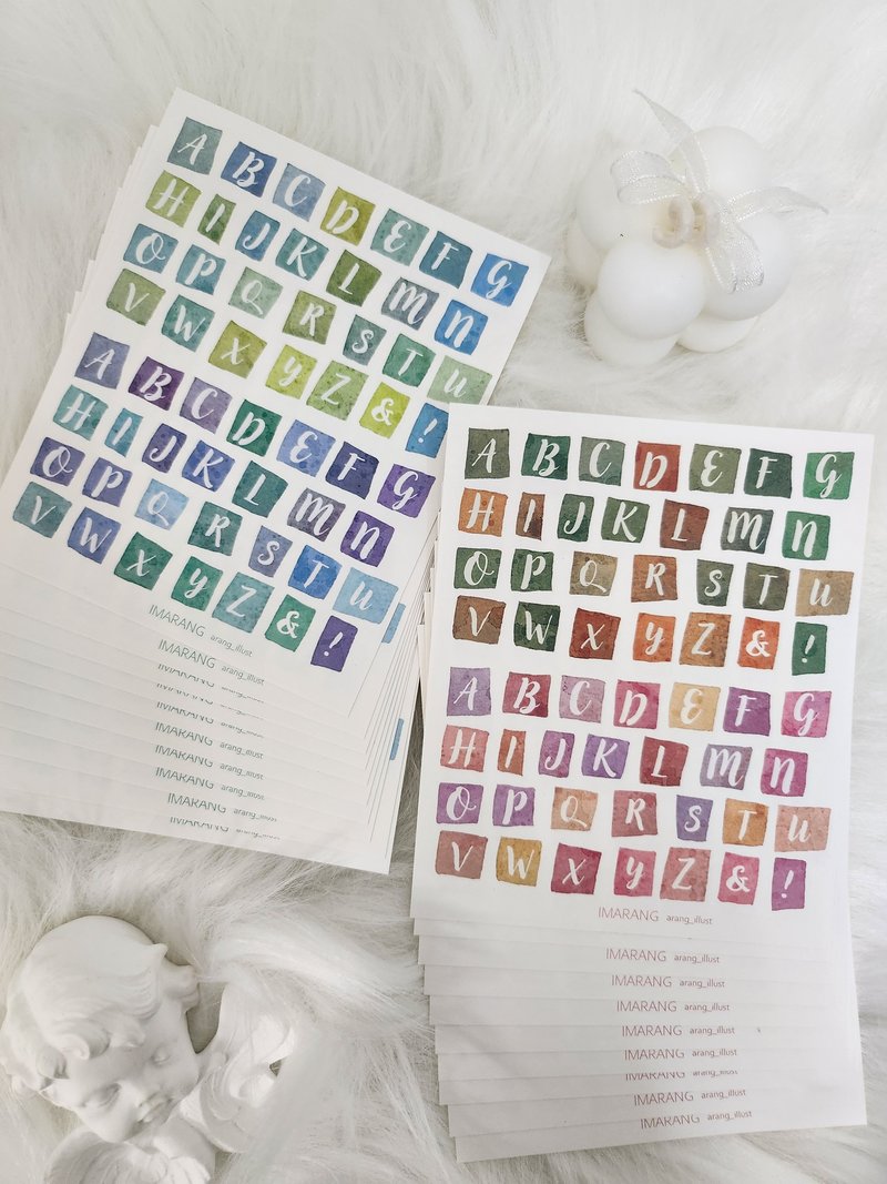 Watercolor Colorchip Lettering - 貼紙 - 紙 
