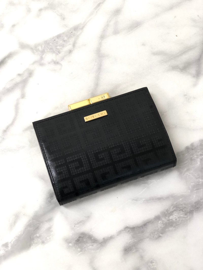 【 日本直送　名牌中古包 】GIVENCHY ジバンシィ 財布 ブラック ブランドロゴ レザー がま口 vintage ヴィンテージ オールド mgpg7x - 錢包/皮夾/長短夾 - 真皮 黑色