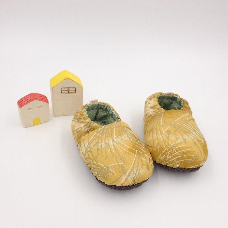 Golden 菅 草 grass - toddler shoes / baby shoes / baby shoes - Baby Shoes - Cotton & Hemp Gold