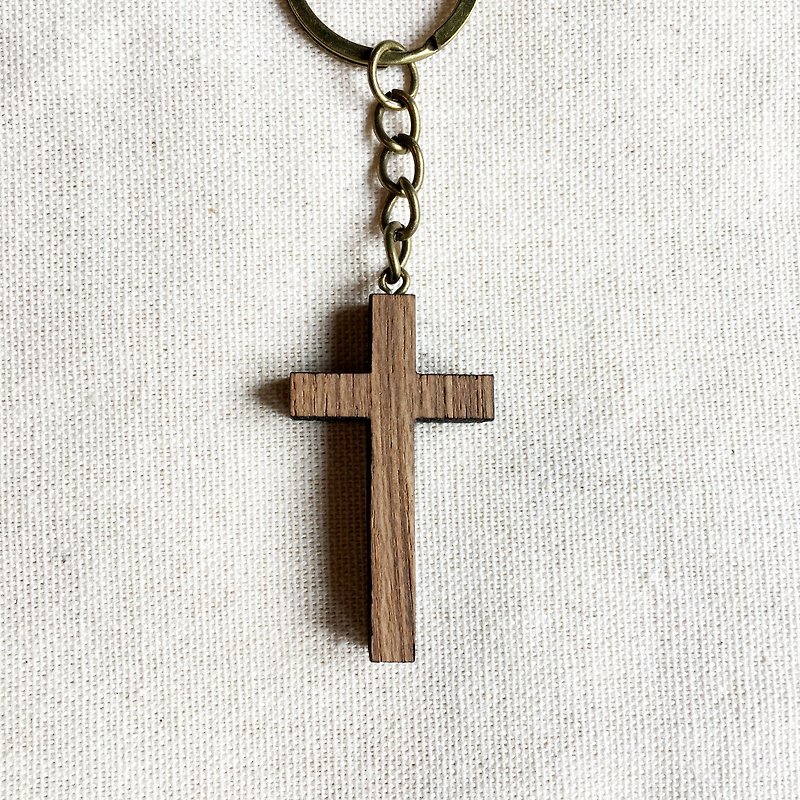 十字架 鑰匙圈 A - 鑰匙圈/鑰匙包 - 木頭 白色