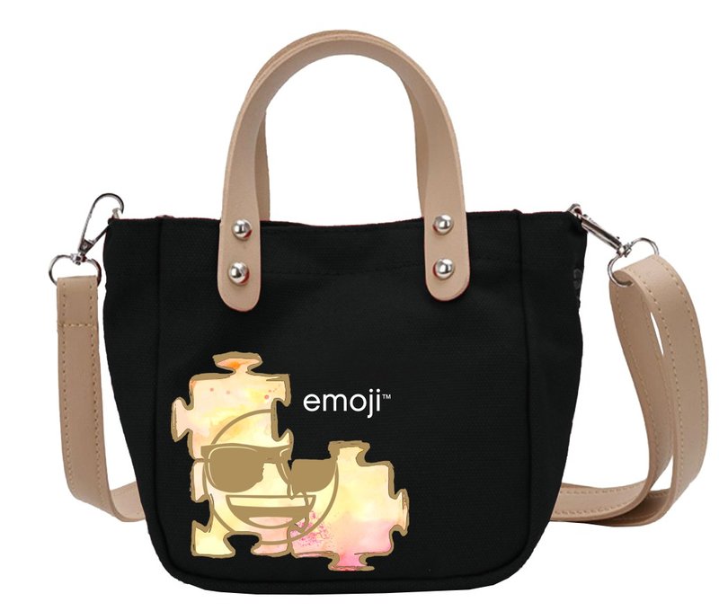 emoji表情符號授權-皮帶肩背小包(黑),EM02 - 側背包/斜背包 - 棉．麻 黃色