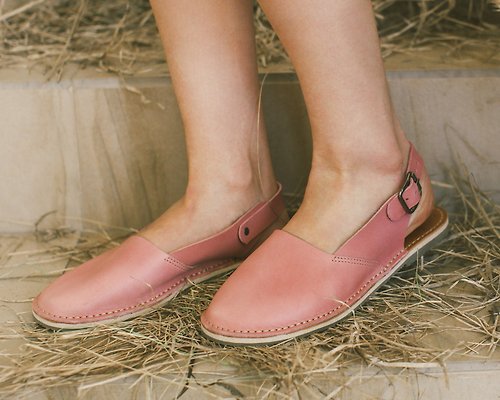 Crupon 夏季涼鞋、女士涼鞋、粉色皮革涼鞋、露跟涼鞋、皮革涼鞋、夏季鞋