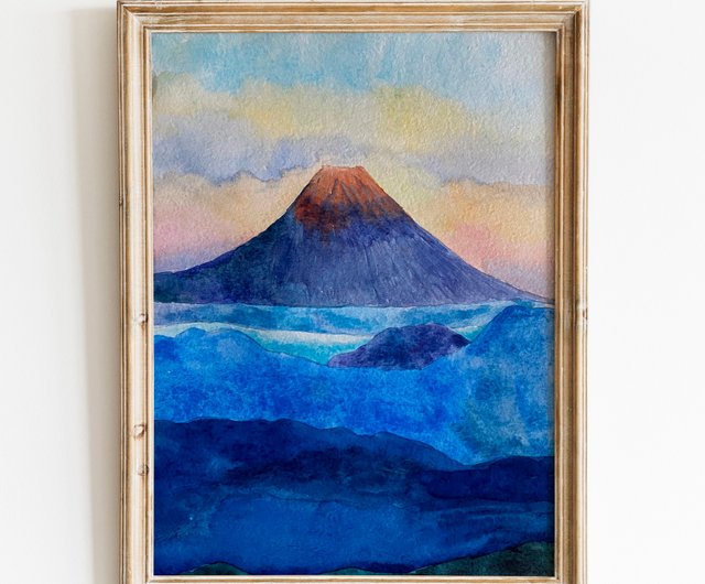 抽象絵画•なだらかな山頂-家の装飾/山の景色/ホームステイの絵画