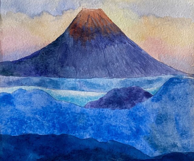 抽象絵画•なだらかな山頂-家の装飾/山の景色/ホームステイの絵画