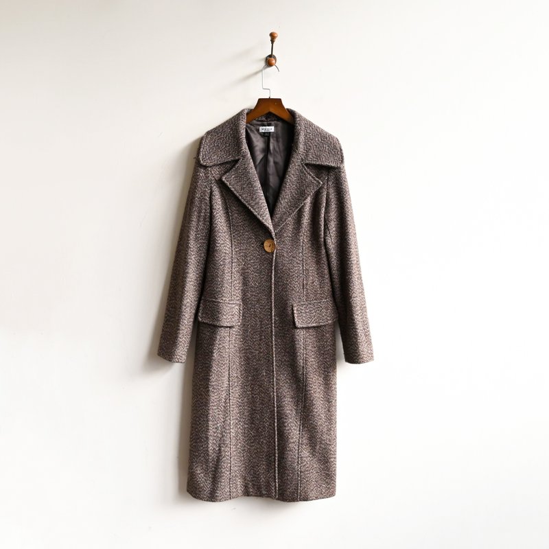 [Egg Plant Vintage] Marble Maple Italian cotton jacquard vintage coat - Women's Casual & Functional Jackets - Cotton & Hemp Brown