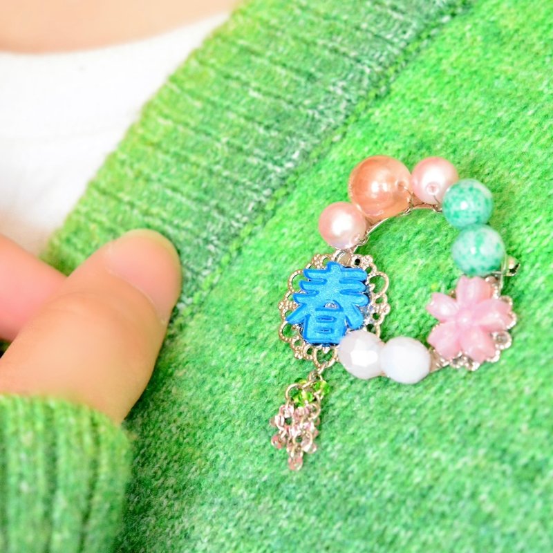 Kanji brooch ~Spring~ - เข็มกลัด - พลาสติก สึชมพู