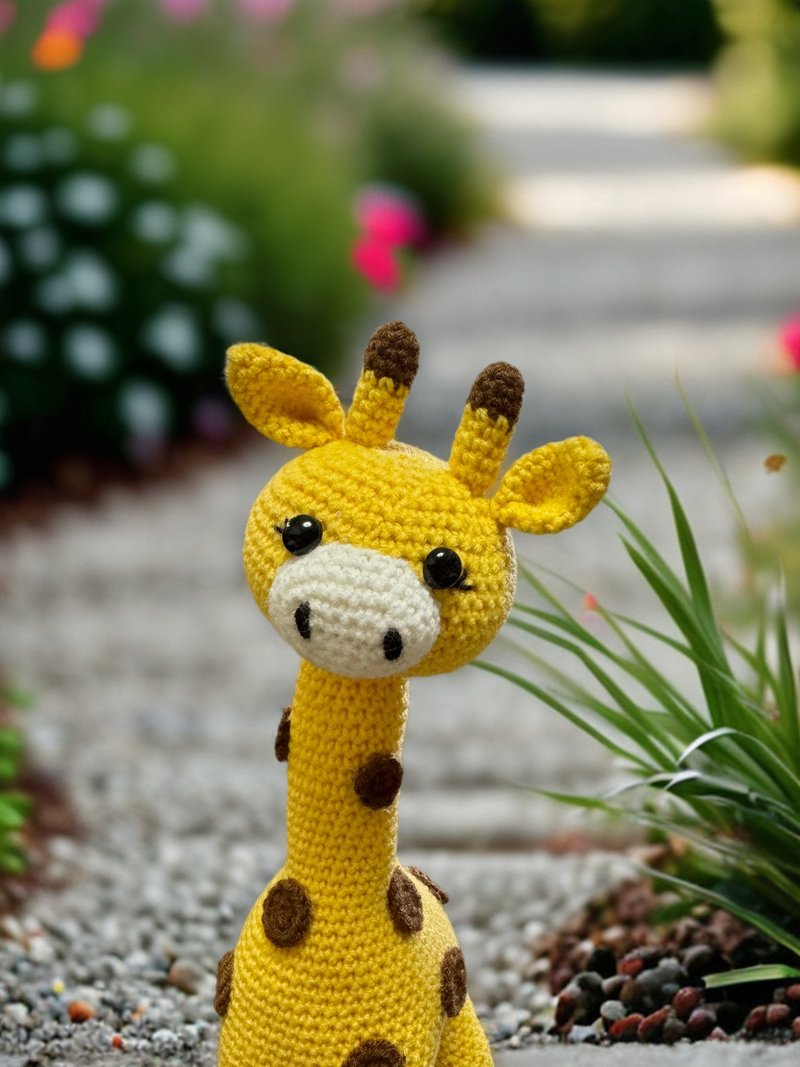 Handmade Knitted Giraffe - Stuffed Dolls & Figurines - Thread Yellow