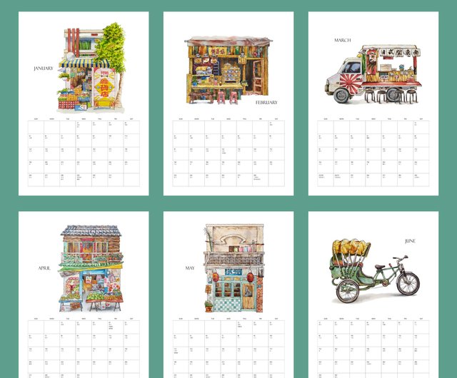 2018台湾男子 カレンダー限定版 2025年台湾レトロA4カレンダー/ウォールカレンダー - 古民家