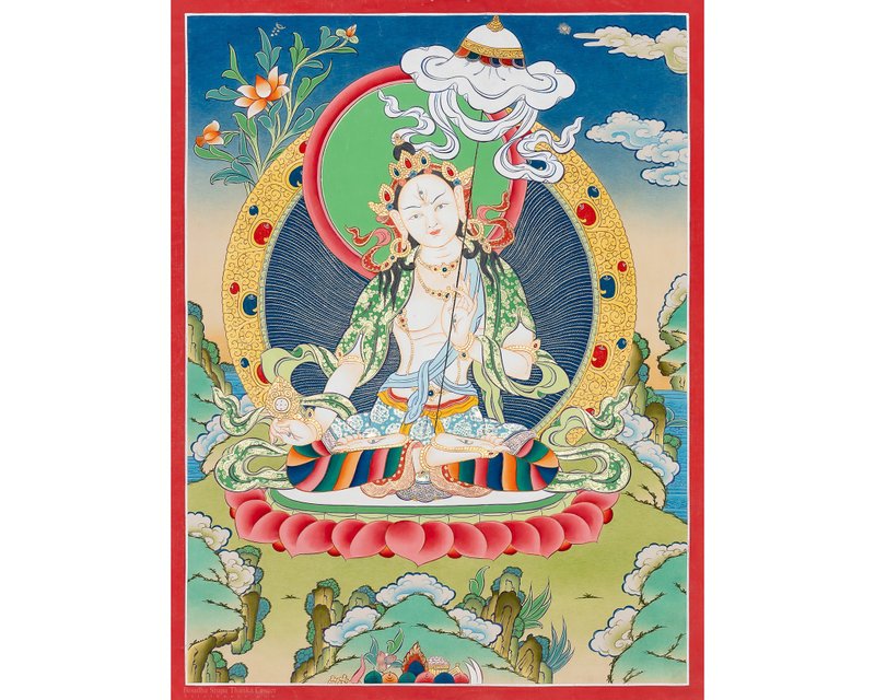 神聖的守護者- 智慧與慈悲的杜卡爾唐卡 - A83860 - 壁貼/牆壁裝飾 - 其他材質 多色