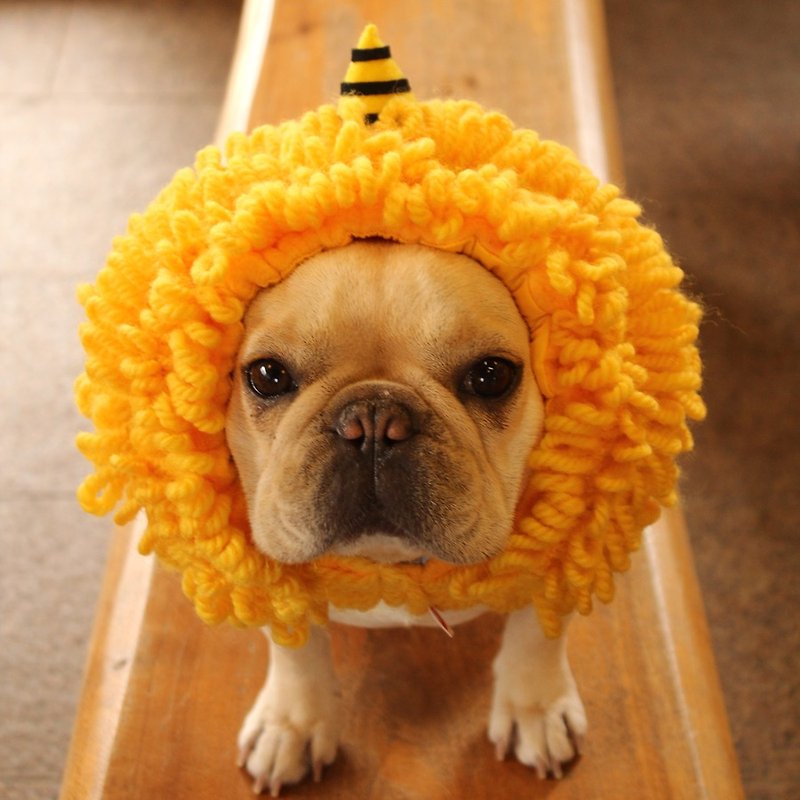 犬　かぶり物☆黄鬼犬ヅラ☆Dog wig 【yellow ogre】 - 寵物衣服 - 棉．麻 黃色