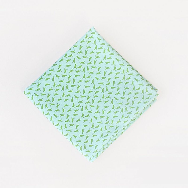 Furoshiki Wrapping Cloth - 70x70 / Crested Myna No.4 / Mint Green - เย็บปัก/ถักทอ/ใยขนแกะ - ผ้าฝ้าย/ผ้าลินิน 