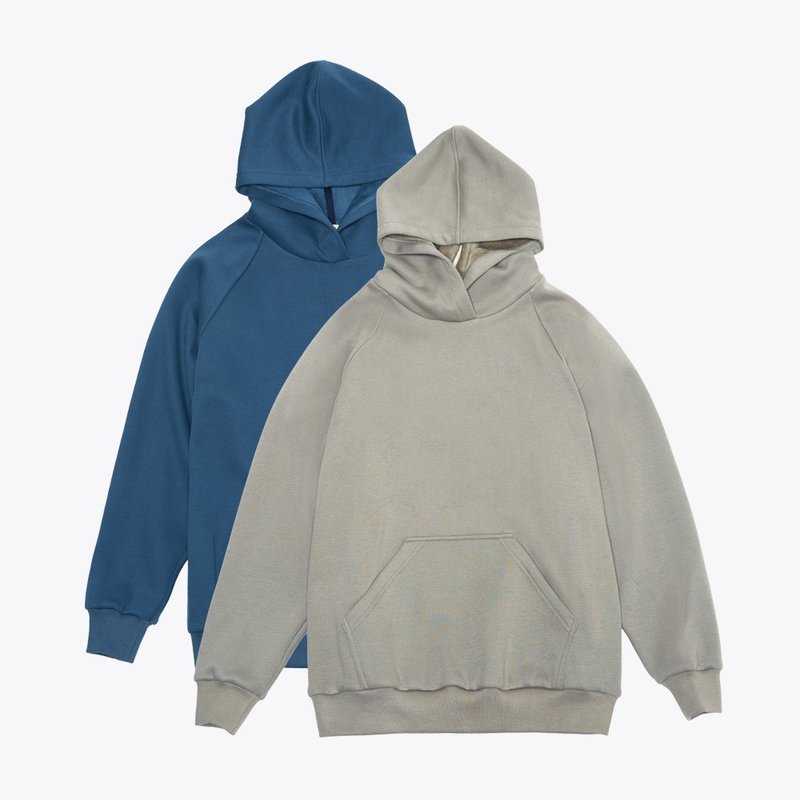 2-color neutral version thick pullover hoodie hoodie SH210636 - เสื้อผู้หญิง - ผ้าฝ้าย/ผ้าลินิน สีน้ำเงิน