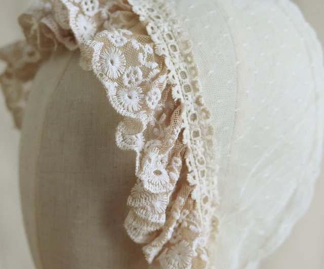 茶染め手作りレース帽子 ボンネット - ショップ cygzhandmade