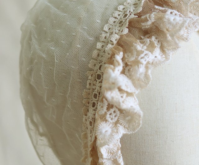 茶染め手作りレース帽子 ボンネット - ショップ cygzhandmade